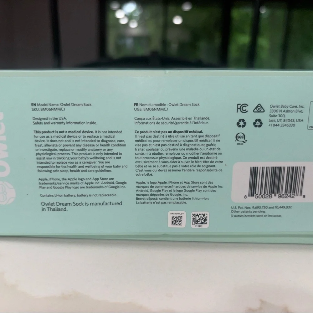 Owlet Dream Sock - FDA Cleared, Mint